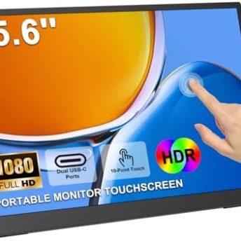 IBW 15.6" Portable Monitor Touchscreen, 1080P FHD IPS Travel Monitor with Tempered Glass, 10-Point Touch, Dual Speakers & Kickstand, USB-C HDMI External Monitor for Laptop MacBook Phone PS5 Switch