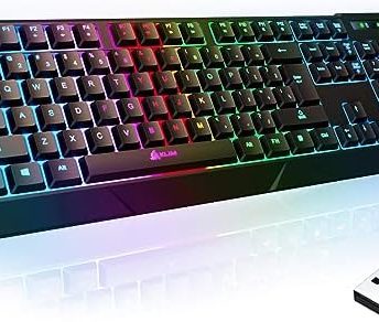 KLIM Chroma Wireless Keyboard – RGB Backlit Gaming, Rechargeable Battery, PC Keyboard, Durable & Water-Resistant, Compatible with PS4, PS5 & Mac - Black