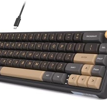 RK ROYAL KLUDGE R65 Wired Gaming Keyboard with Volume Knob, 60% Percent RGB Backlit Mechanical Keyboard Gasket Mount with PBT Keycaps, MDA Profile, QMK/VIA, 66 Keys Hot Swappable Cream Switch, Black